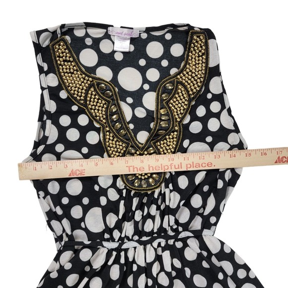 Vintage 90s Wet Seal Dressy Tank Top Blouse Womens S / M Embellished Polkadot - Picture 10 of 16